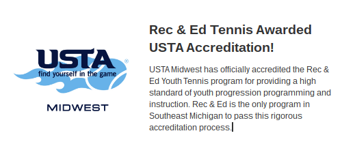 Red & Ed Youth Tennis Accredition 
